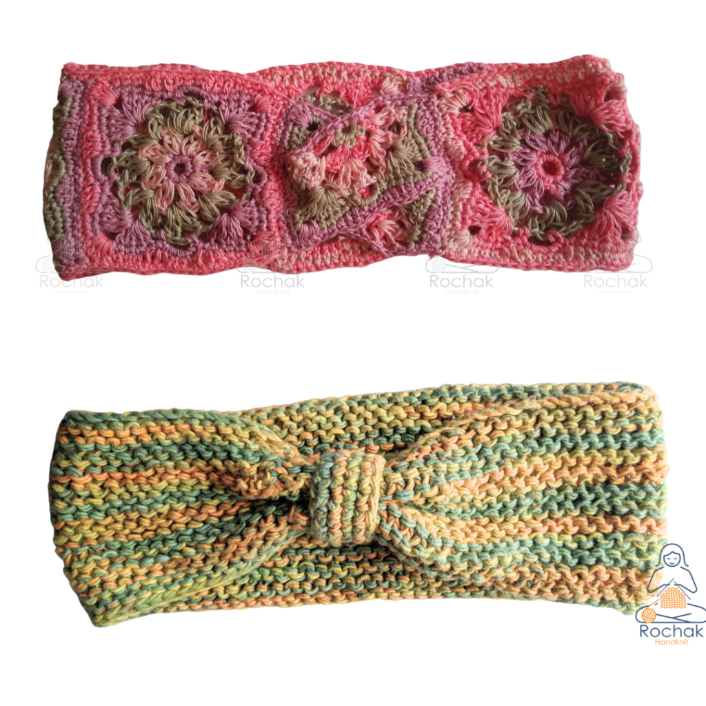 Fasce per capelli in cotone all'uncinetto fatte a mano - realizzate da knitters presso Rochak Handknit