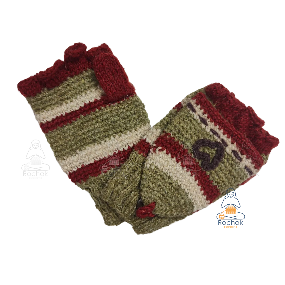 Hand crochet wool gloves