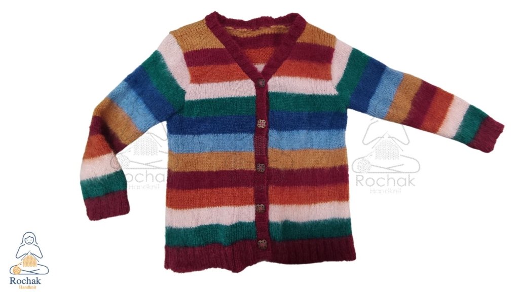 Hand Knitted Merino Sweater. Soft Knit Jumper. Cute Striped