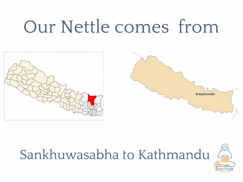 原材料 私たちの糸はどこから来ますか(私たちのイラクサはサンクワスバからカトマンズまで来ています)