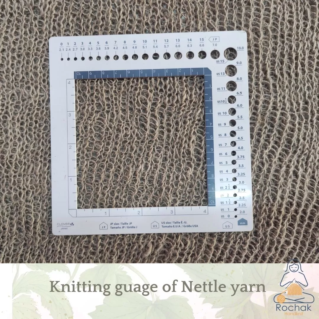 knitting gauge of nettle yarn
