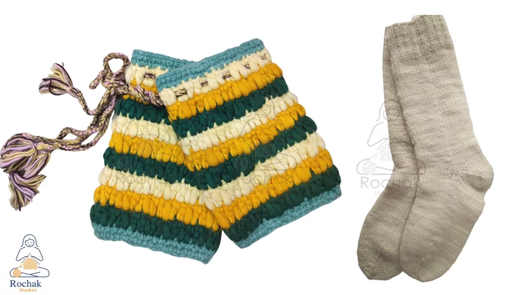 Handknitted Wool Socks and Legwarmers made by  women from Rochak Handknit craft
